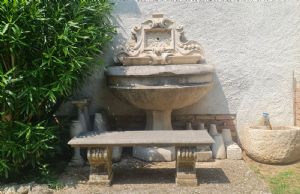 Botticino marble fountain with riser